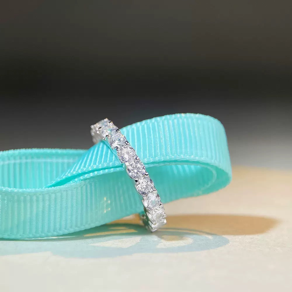 Minimalist Single-layer Moissanite Wedding Ring Daily Design S925 Silver