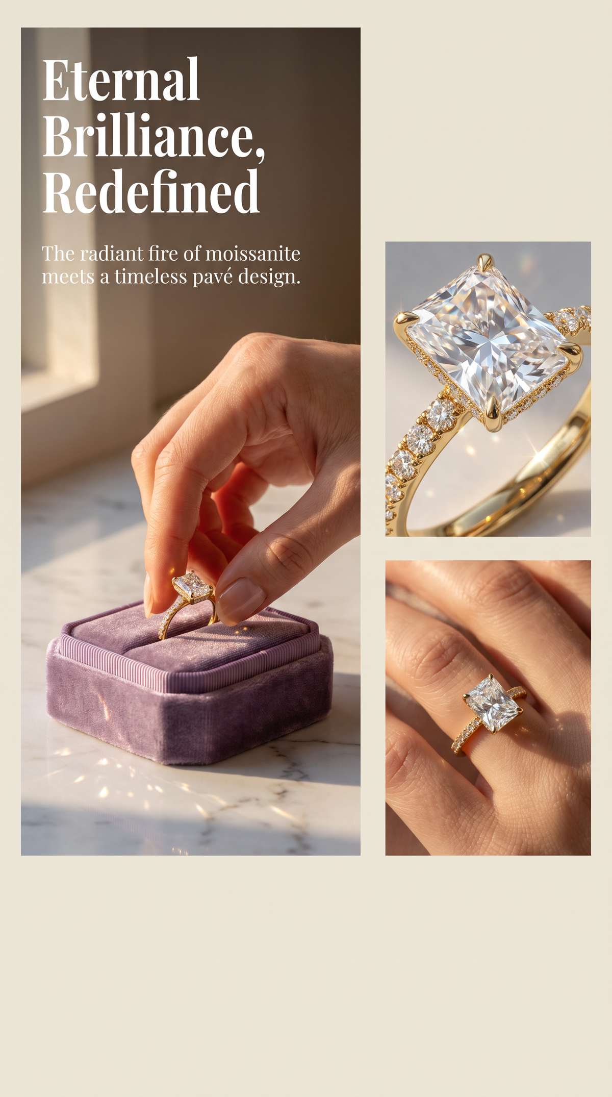 Moissanite Wedding Rings in Simple Styles, made of S925 Sterling Silver Plated with 18k Gold, Round, Heart, Oval, Emerald-cut, Marquise shapes