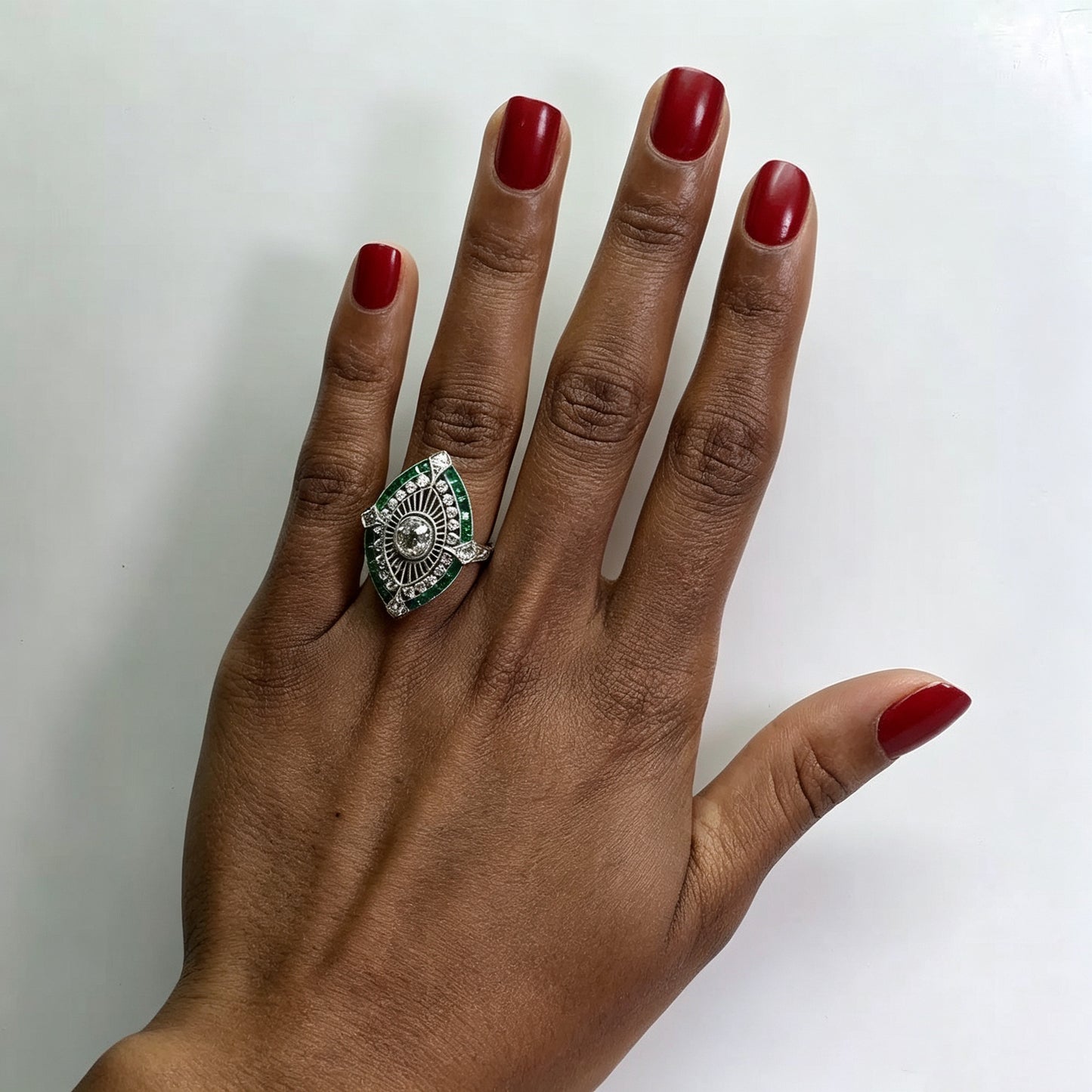 Marquise-cut green gemstone ring stylish accessory