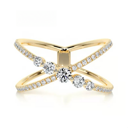 Fashionable Luxury Stacked Ring Set，S925 Sterling Silver with 18K Gold Plating and Moissanite Gemstone Rings