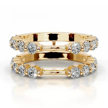 Fashionable Luxury Stacked Ring Set，S925 Sterling Silver with 18K Gold Plating and Moissanite Gemstone Rings