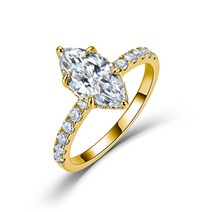 2-Carat Marquise-Cut Moissanite – Sterling Silver / 14K Gold