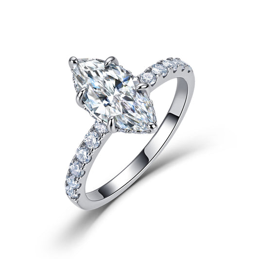 2-Carat Marquise-Cut Moissanite – Sterling Silver / 14K Gold