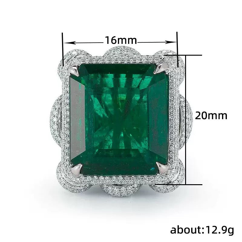 Extra-large Luxurious Emerald-Green Ring Zirconia