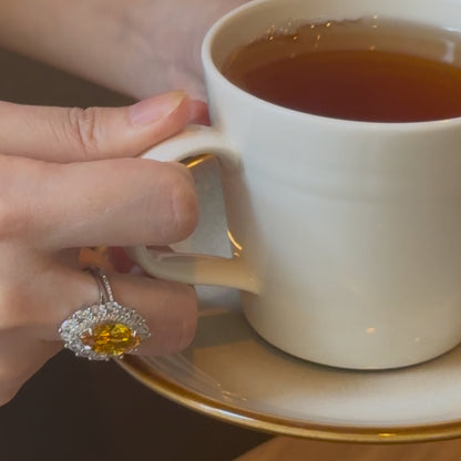 Marquise-shaped Yellow Ring Adjustable Ring
