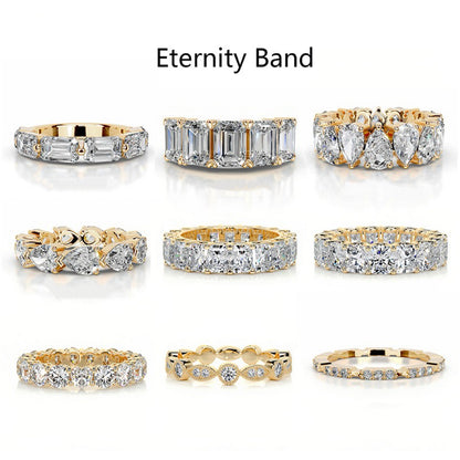 Eternity Band 18K Gold Moissanite Ring with Full Set Moissanite Rings S925 Silver Engagement Ring