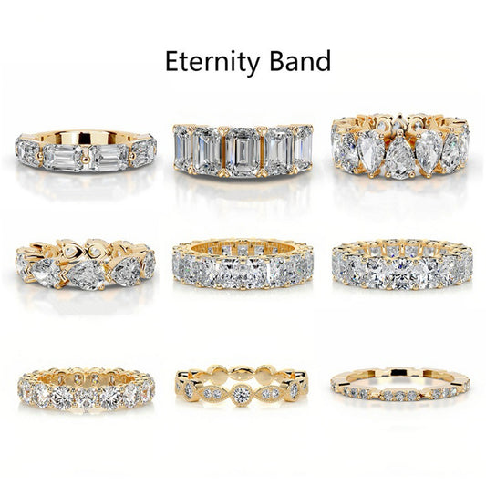 Eternity Band 18K Gold Moissanite Ring with Full Set Moissanite Rings S925 Silver Engagement Ring