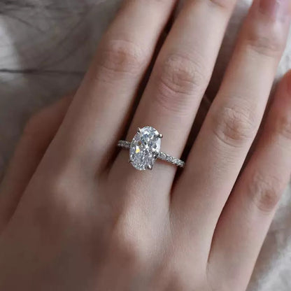 4 Carat Oval Cut Moissanite Elegant Wedding Ring S925 Sterling Silver with GRA Certificate