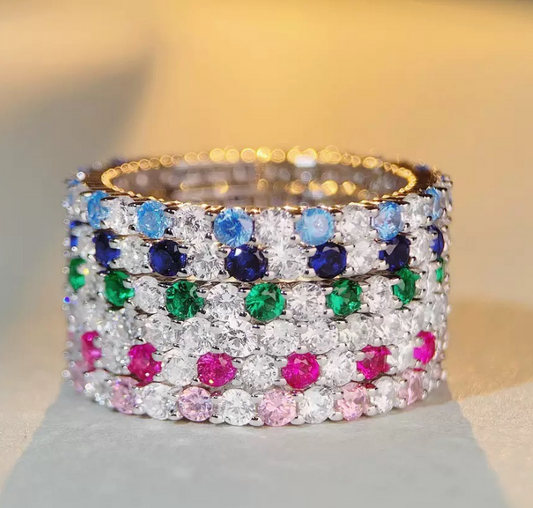 S925 Ring with Colored Gemstones