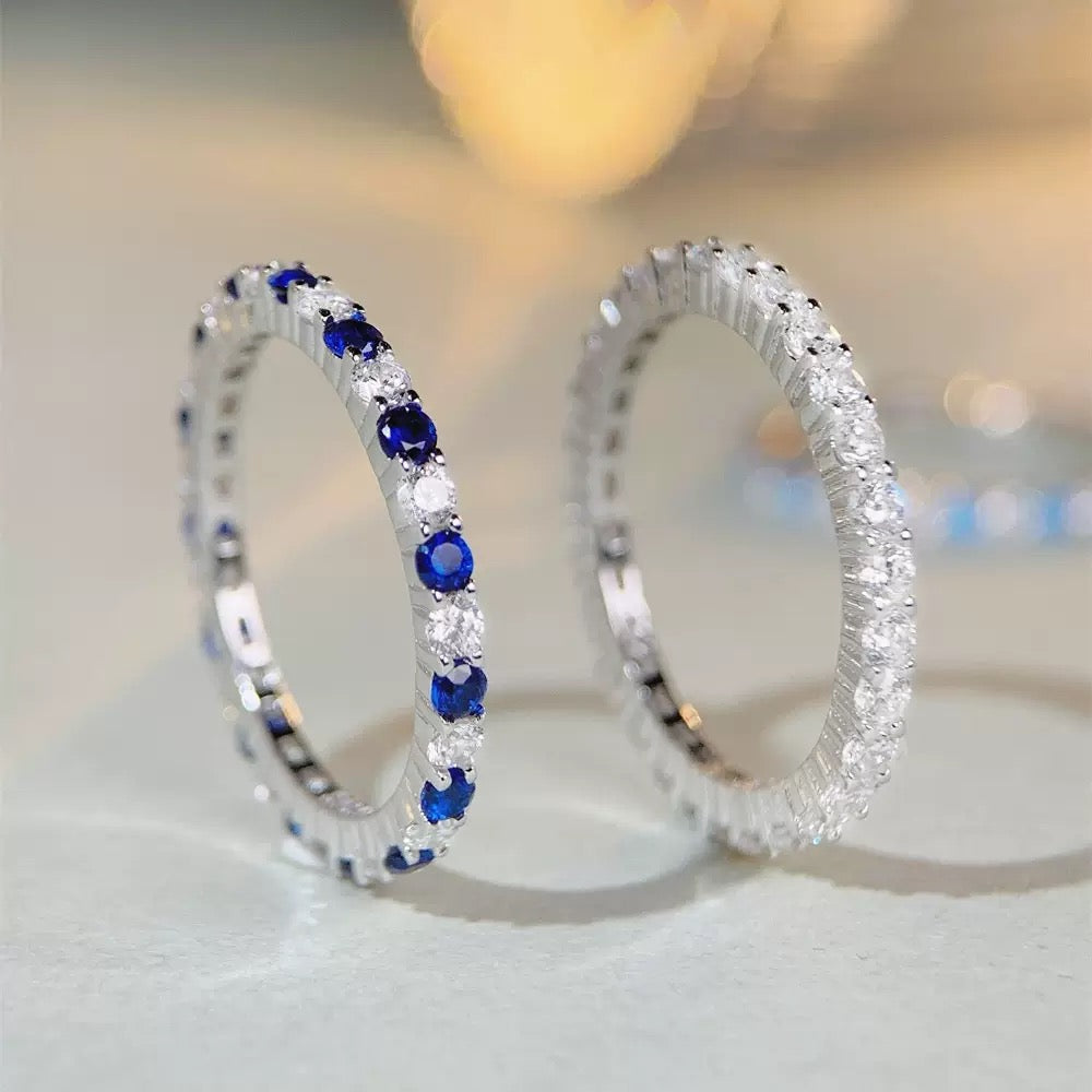 S925 Ring with Colored Gemstones Daily Design Fashion Full-set Ring