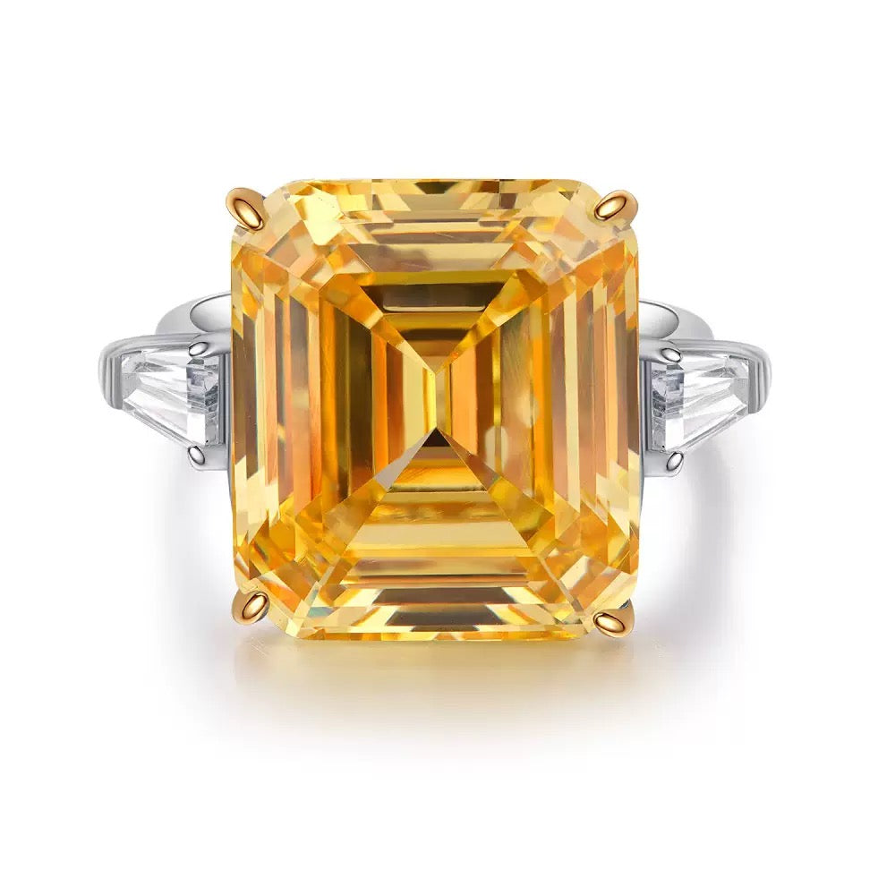 28 carat emerald-cut  yellow diamond with S925