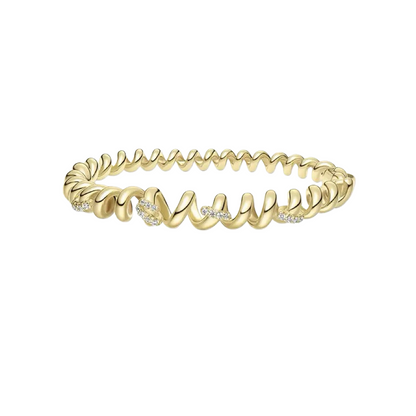 Stylish and elegant gold bracelet and ring stack for commuting—perfect for work meetings and professional outings with zircon