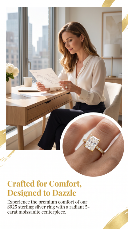 Moissanite Wedding Rings in Simple Styles, made of S925 Sterling Silver Plated with 18k Gold, Round, Heart, Oval, Emerald-cut, Marquise shapes
