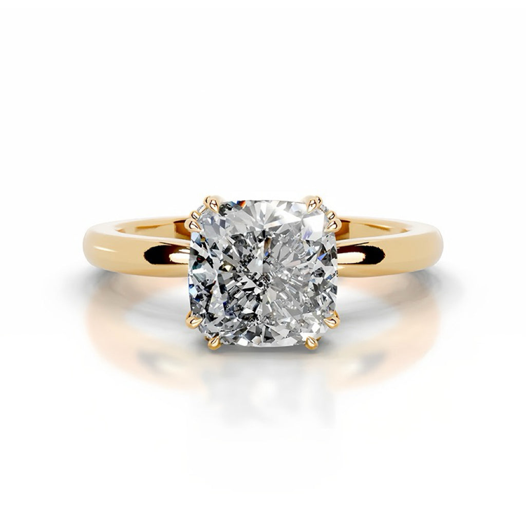 Double-Prong Setting Moissanite Riing Engagement Ring with S925 Silver Proposal Ring