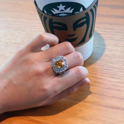 Luxury Square Yellow Ring Adjustable Ring