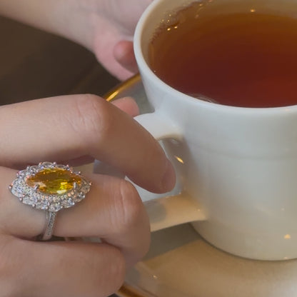 Marquise-shaped Yellow Ring Adjustable Ring