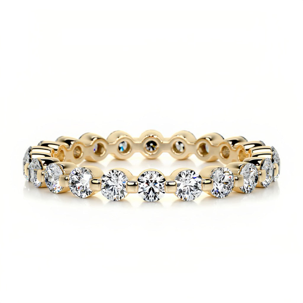 10/20/30/50-Point Full-Set Stackable Fashion S925 Silver Moissanite Ring 18K Gold