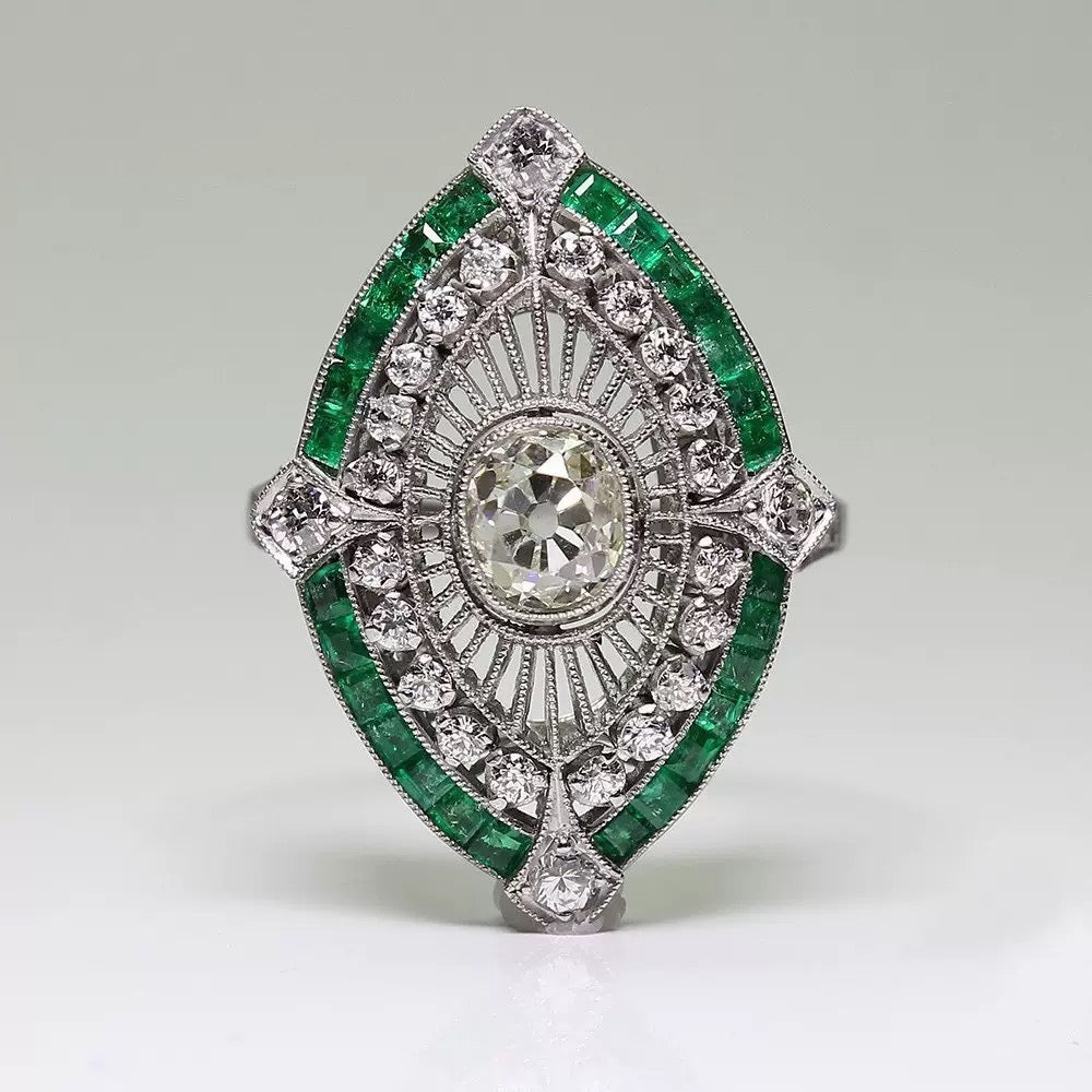Marquise-cut green gemstone ring stylish accessory