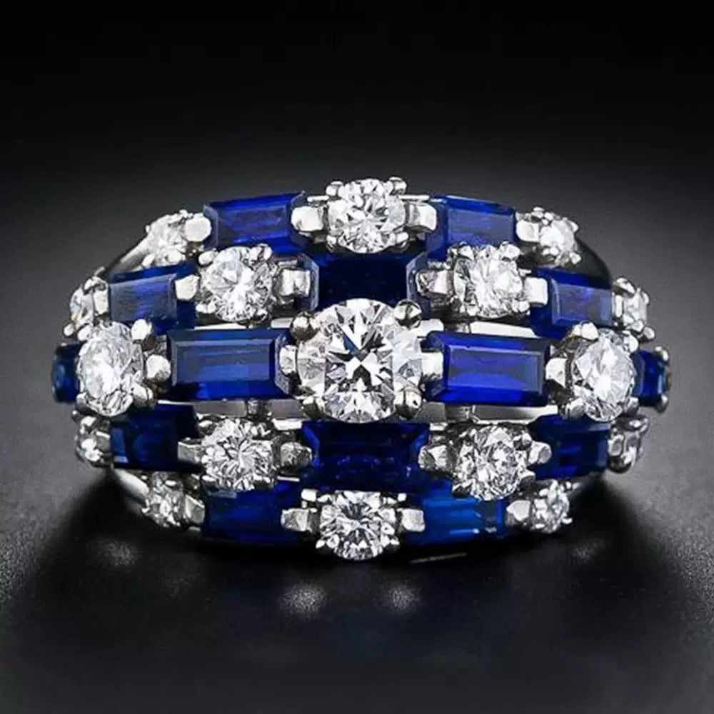 Stylish blue cubic zirconia ring—perfect for daily wear and the office