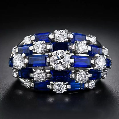 Stylish blue cubic zirconia ring—perfect for daily wear and the office