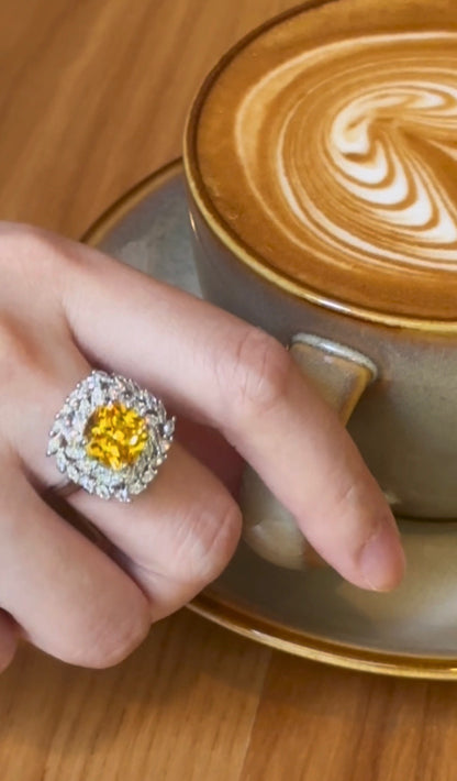 Luxury Square Yellow Ring Adjustable Ring
