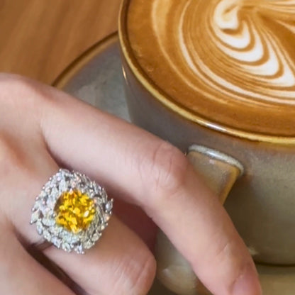 Luxury Square Yellow Ring Adjustable Ring