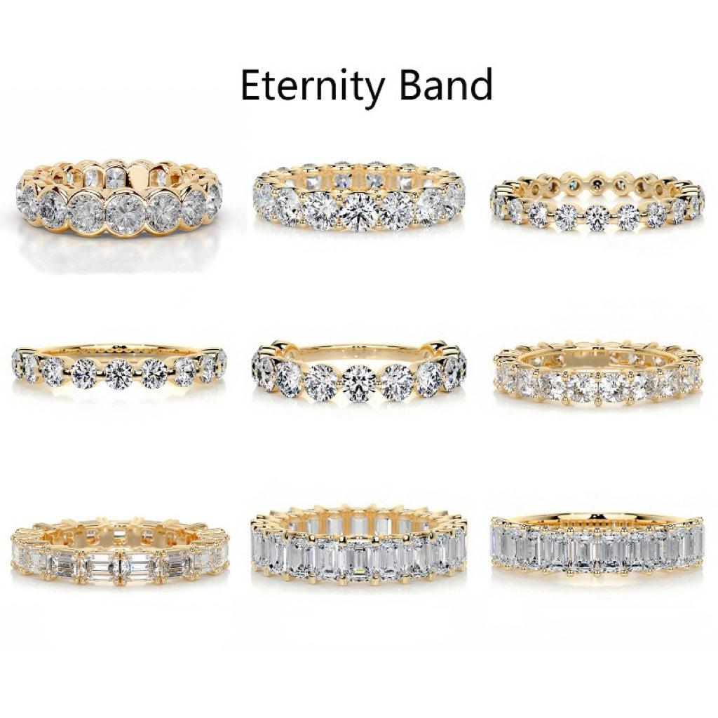 10/20/30/50-Point Full-Set Stackable Fashion S925 Silver Moissanite Ring 18K Gold