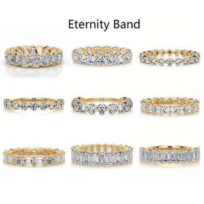10/20/30/50-Point Full-Set Stackable Fashion S925 Silver Moissanite Ring 18K Gold