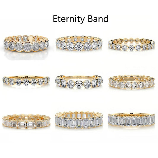 10/20/30/50-Point Full-Set Stackable Fashion S925 Silver Moissanite Ring 18K Gold