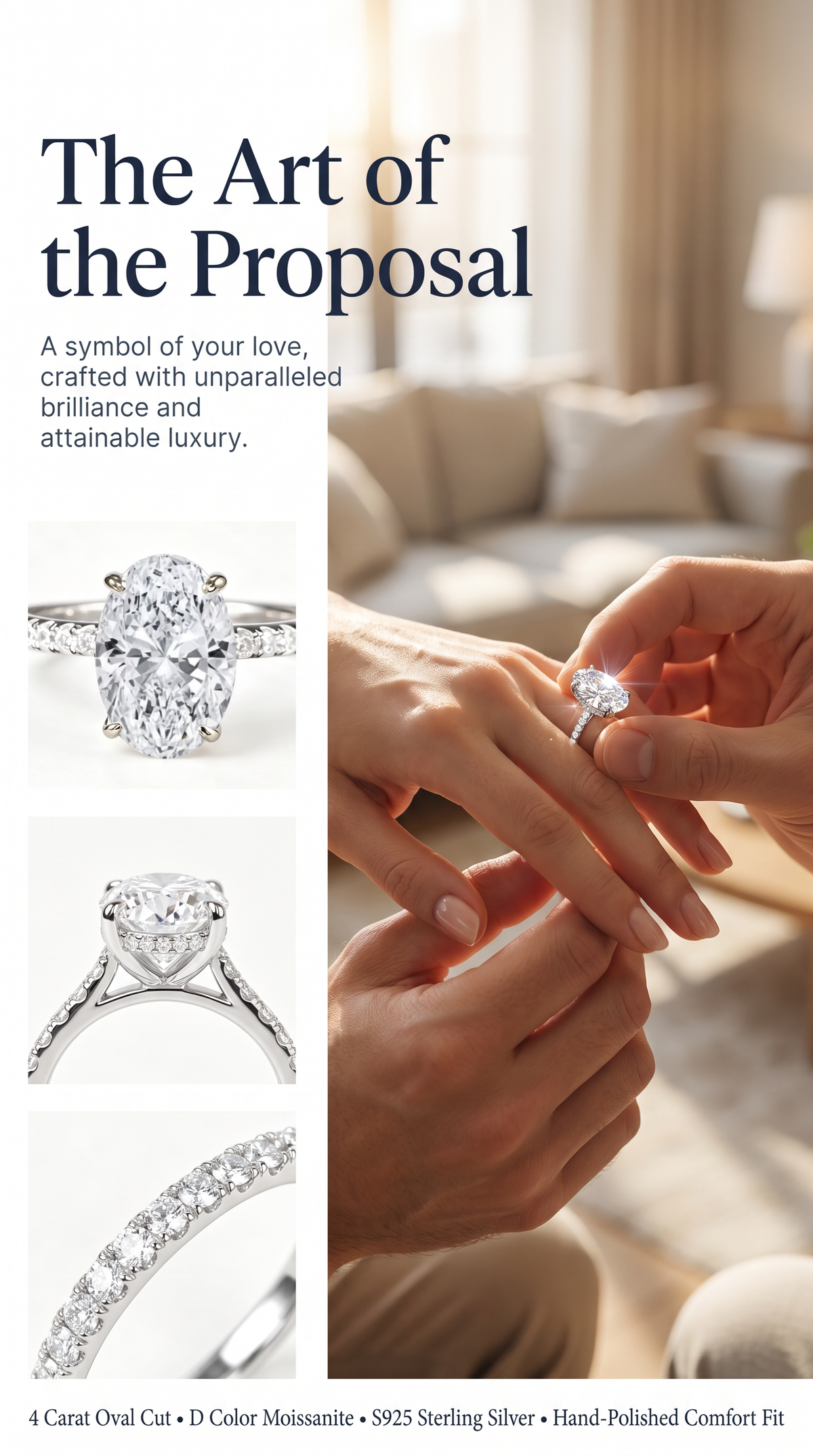 Moissanite Wedding Rings in Simple Styles, made of S925 Sterling Silver Plated with 18k Gold, Round, Heart, Oval, Emerald-cut, Marquise shapes
