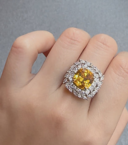 Luxury Square Yellow Ring Adjustable Ring