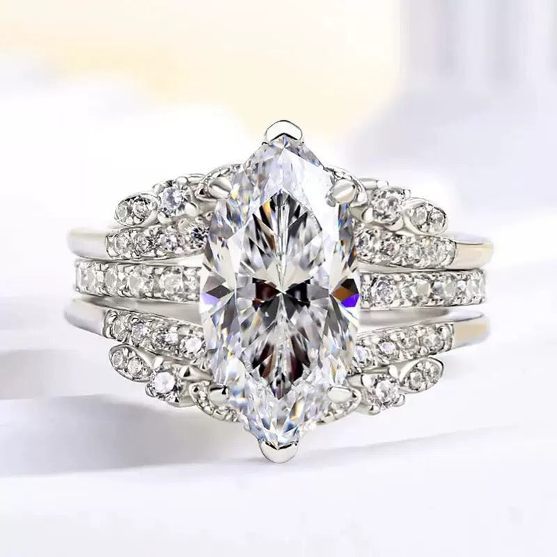 2-in-1 Zircon Marquise Ring Set
