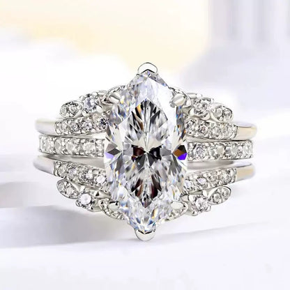 2-in-1 Zircon Marquise Ring Set