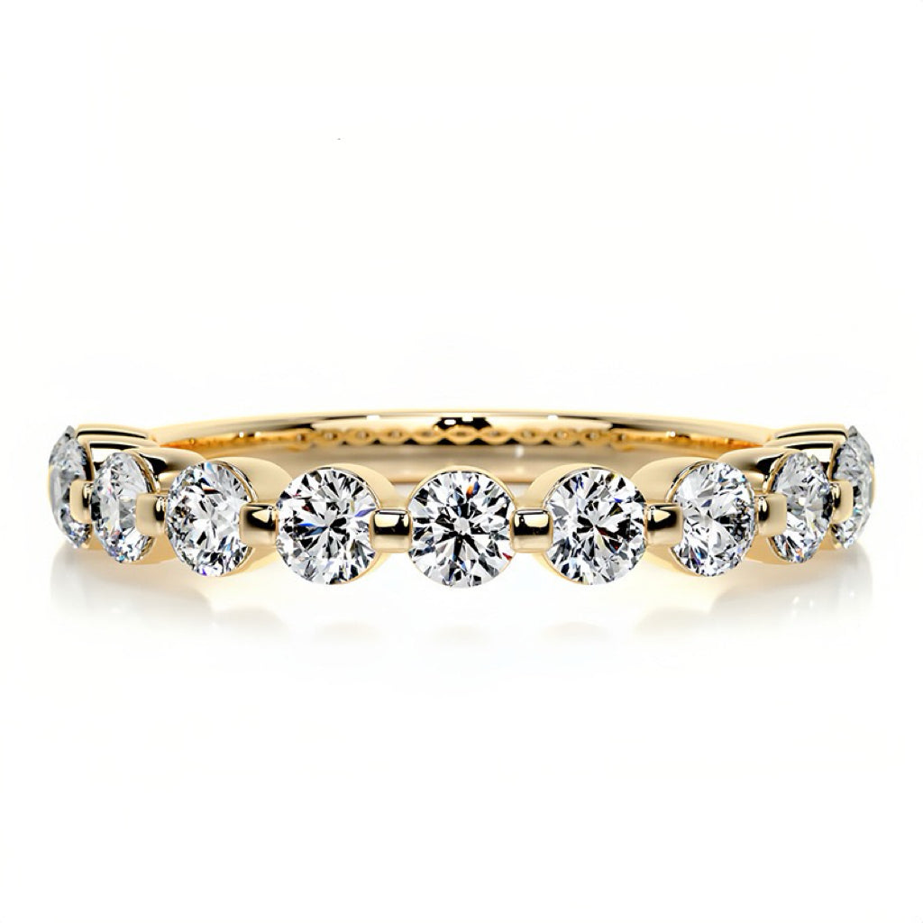 10/20/30/50-Point Full-Set Stackable Fashion S925 Silver Moissanite Ring 18K Gold