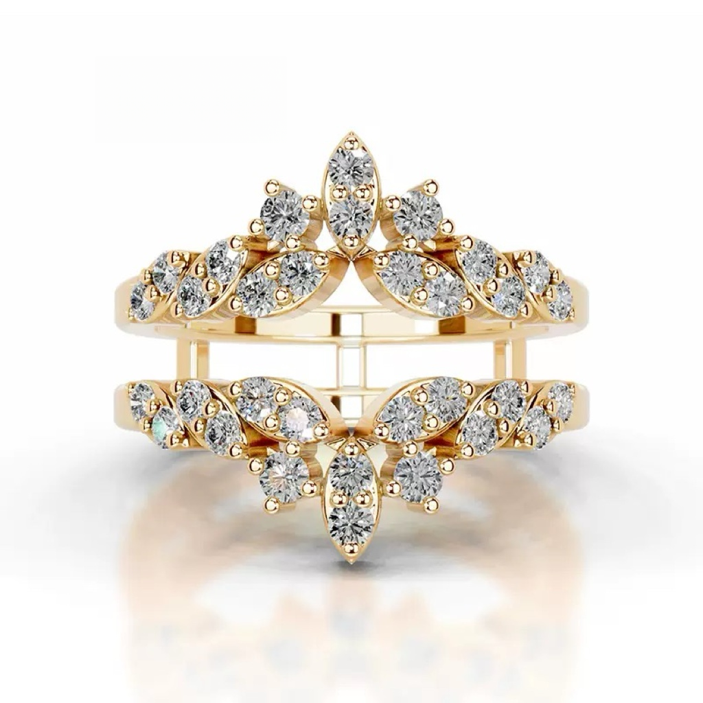 Fashionable Luxury Stacked Ring Set，S925 Sterling Silver with 18K Gold Plating and Moissanite Gemstone Rings