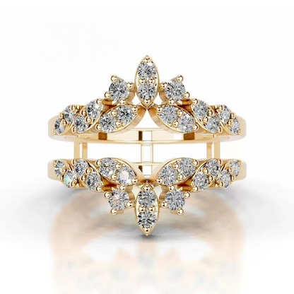 Fashionable Luxury Stacked Ring Set，S925 Sterling Silver with 18K Gold Plating and Moissanite Gemstone Rings