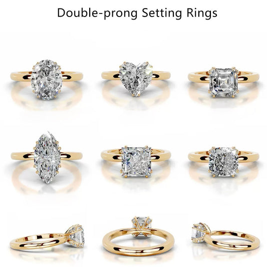 Double-Prong Setting Moissanite Riing Engagement Ring with S925 Silver Proposal Ring