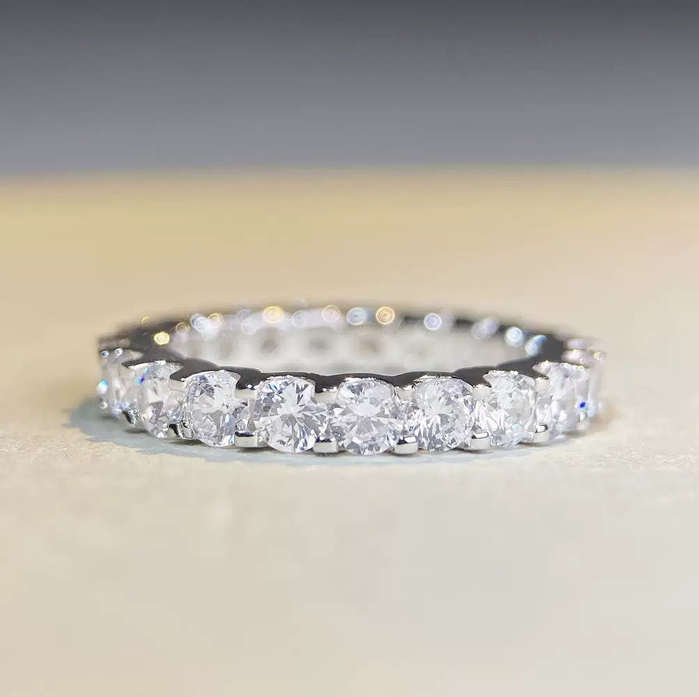 Minimalist Single-layer Moissanite Wedding Ring Daily Design S925 Silver