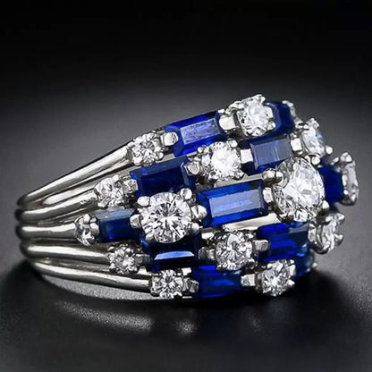 Stylish blue cubic zirconia ring—perfect for daily wear and the office