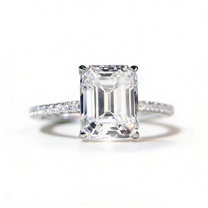 4-Carat Emerald-Cut Moissanite "Pigeon's Egg" Luxury Ring – Versatile Style – S925 Sterling Silver