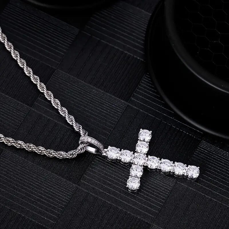 Cross necklace with cubic zirconia—perfect for styling