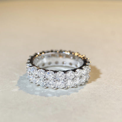 Minimalist Double-layer Moissanite Wedding Ring Daily Design S925 Silver