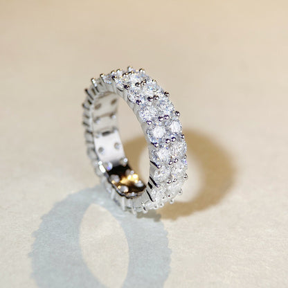 Minimalist Double-layer Moissanite Wedding Ring Daily Design S925 Silver