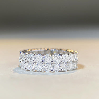 Minimalist Double-layer Moissanite Wedding Ring Daily Design S925 Silver