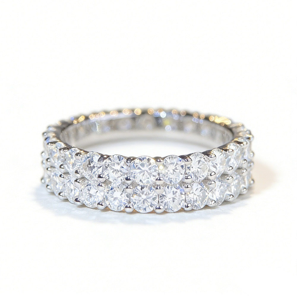 Minimalist Double-layer Moissanite Wedding Ring Daily Design S925 Silver