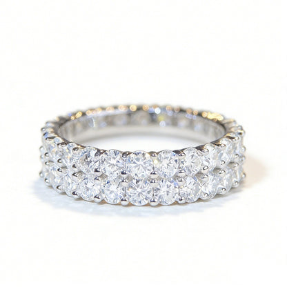 Minimalist Double-layer Moissanite Wedding Ring Daily Design S925 Silver