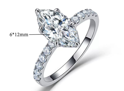 2-Carat Marquise-Cut Moissanite – Sterling Silver / 14K Gold