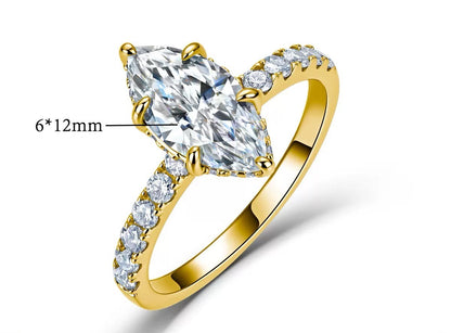2-Carat Marquise-Cut Moissanite – Sterling Silver / 14K Gold