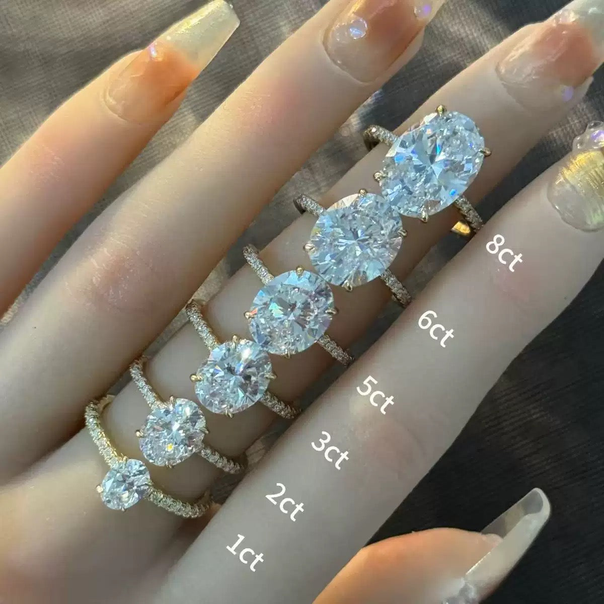Moissanite Wedding Rings in Simple Styles, made of S925 Sterling Silver Plated with 18k Gold, Round, Heart, Oval, Emerald-cut, Marquise shapes