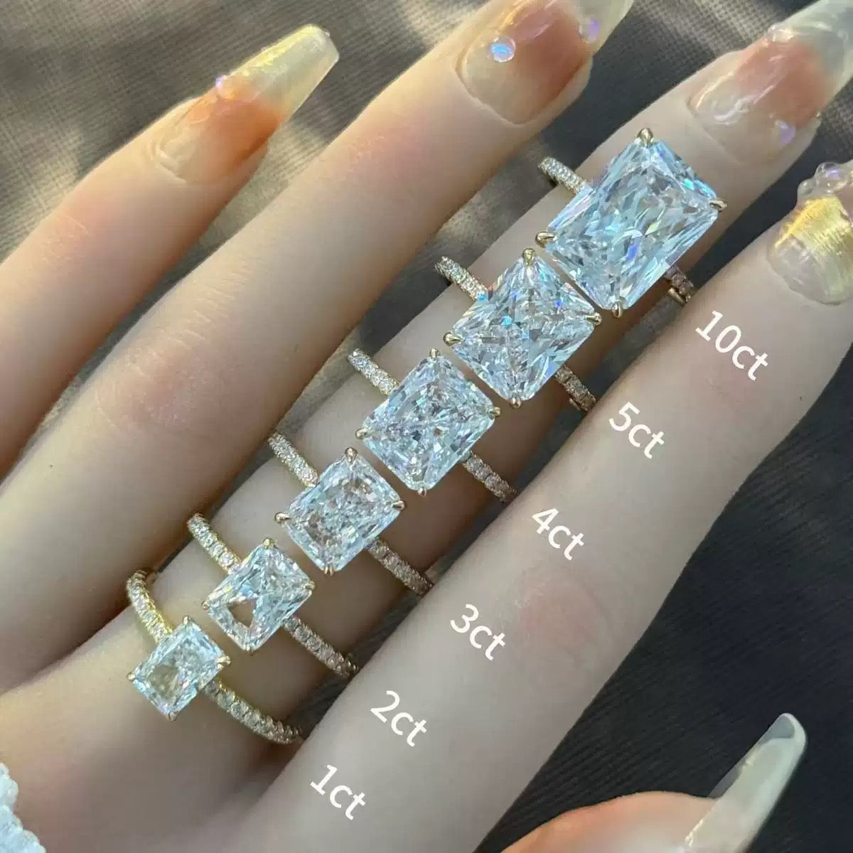 Moissanite Wedding Rings in Simple Styles, made of S925 Sterling Silver Plated with 18k Gold, Round, Heart, Oval, Emerald-cut, Marquise shapes
